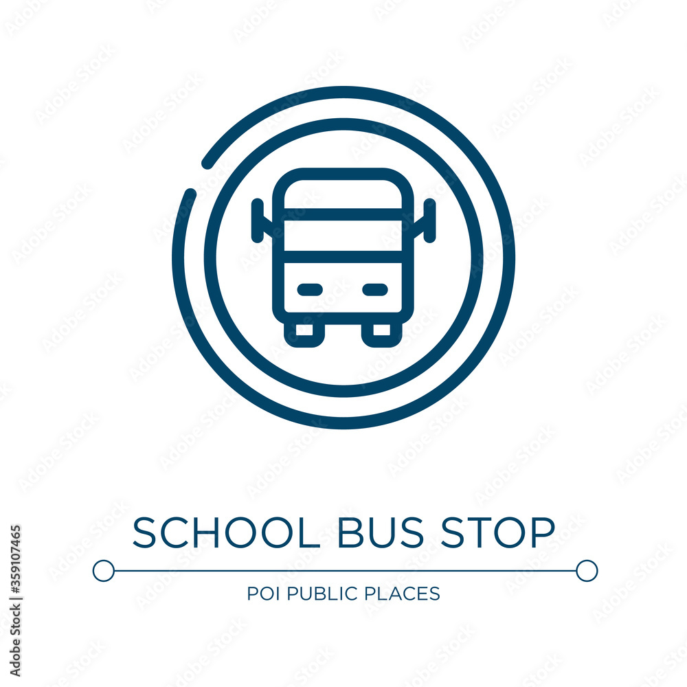 Poster school bus stop icon. linear vector illustration from indications collection. outline school bus sto