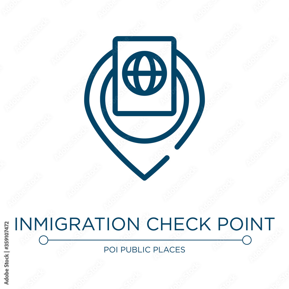 Poster inmigration check point icon. linear vector illustration from indications collection. outline inmigr