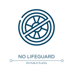 No lifeguard icon. Linear vector illustration from swimming pool rules collection. Outline no lifeguard icon vector. Thin line symbol for use on web and mobile apps, logo, print media.