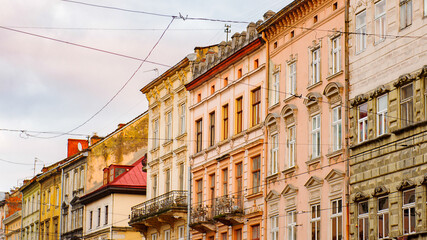 Houses of the Old town of Lviv, Ukraine