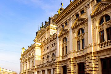 Fototapeta na wymiar Facade of the Lviv Opera and Ballet Theatre,