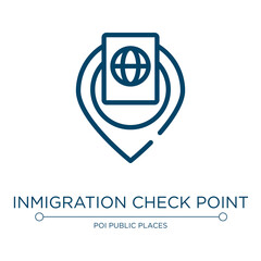 Inmigration check point icon. Linear vector illustration from indications collection. Outline inmigration check point icon vector. Thin line symbol for use on web and mobile apps, logo, print media.