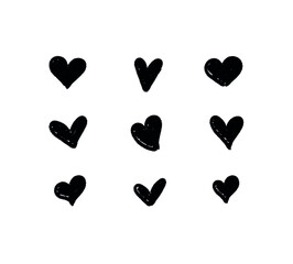 Heart doodles set. Hand drawn hearts collection. Love illustrations.