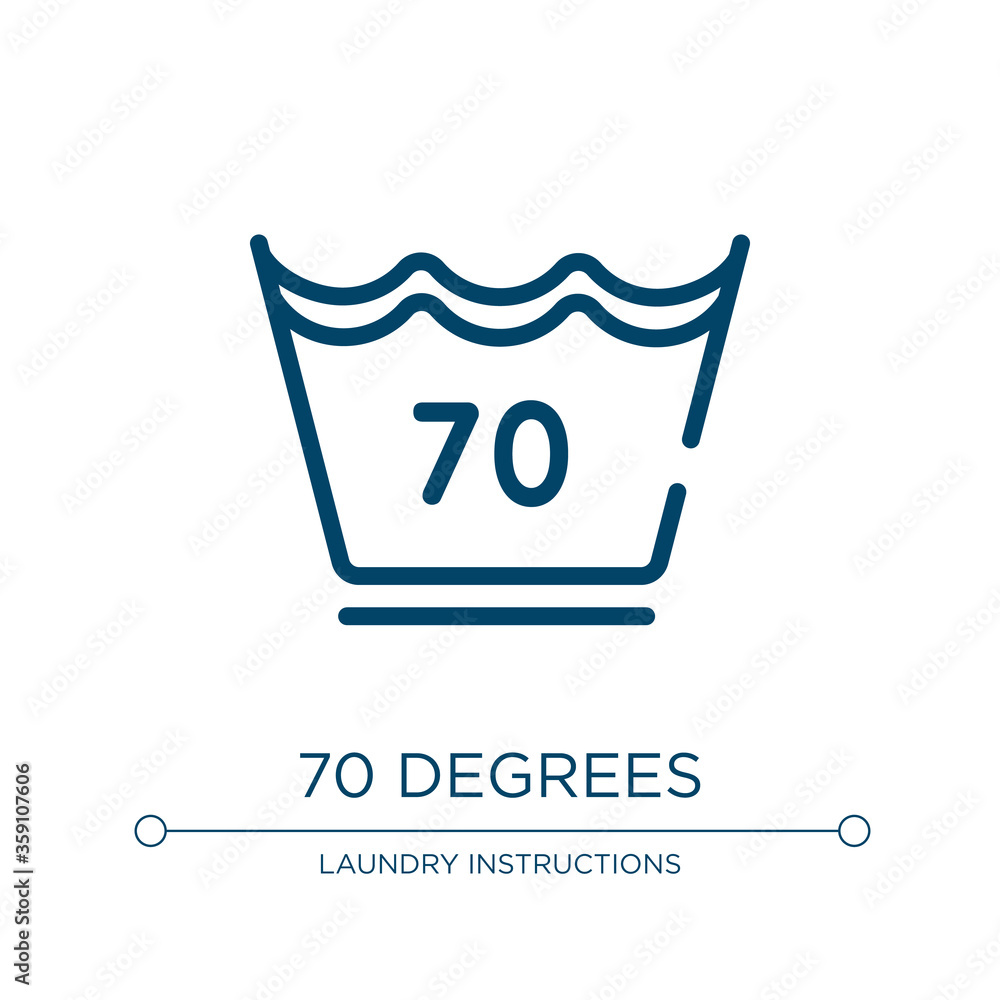 Poster 70 degrees icon. linear vector illustration from laundry instructions collection. outline 70 degrees