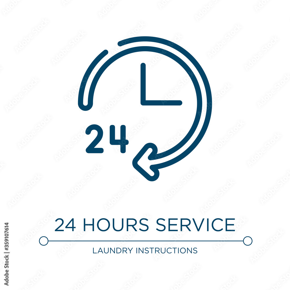 Poster 24 hours service icon. linear vector illustration from hotel signals collection. outline 24 hours se