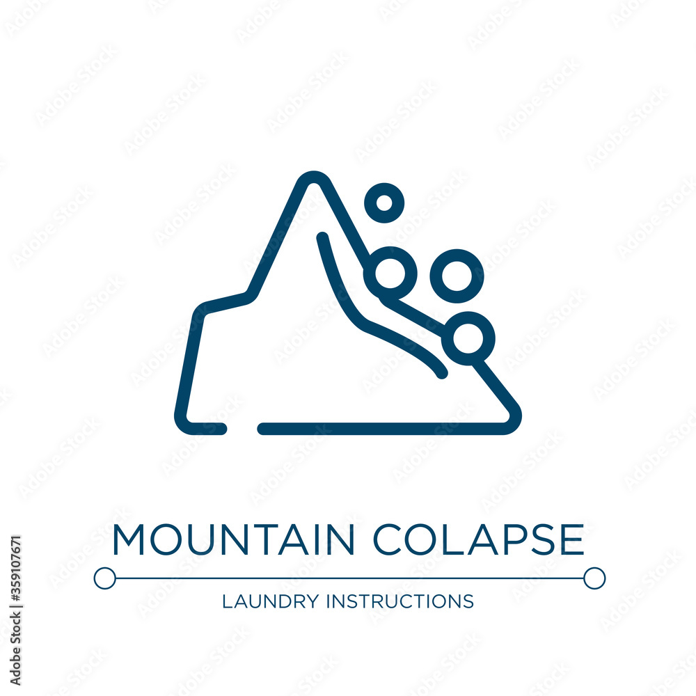 Poster mountain colapse icon. linear vector illustration from public spaces signals collection. outline mou