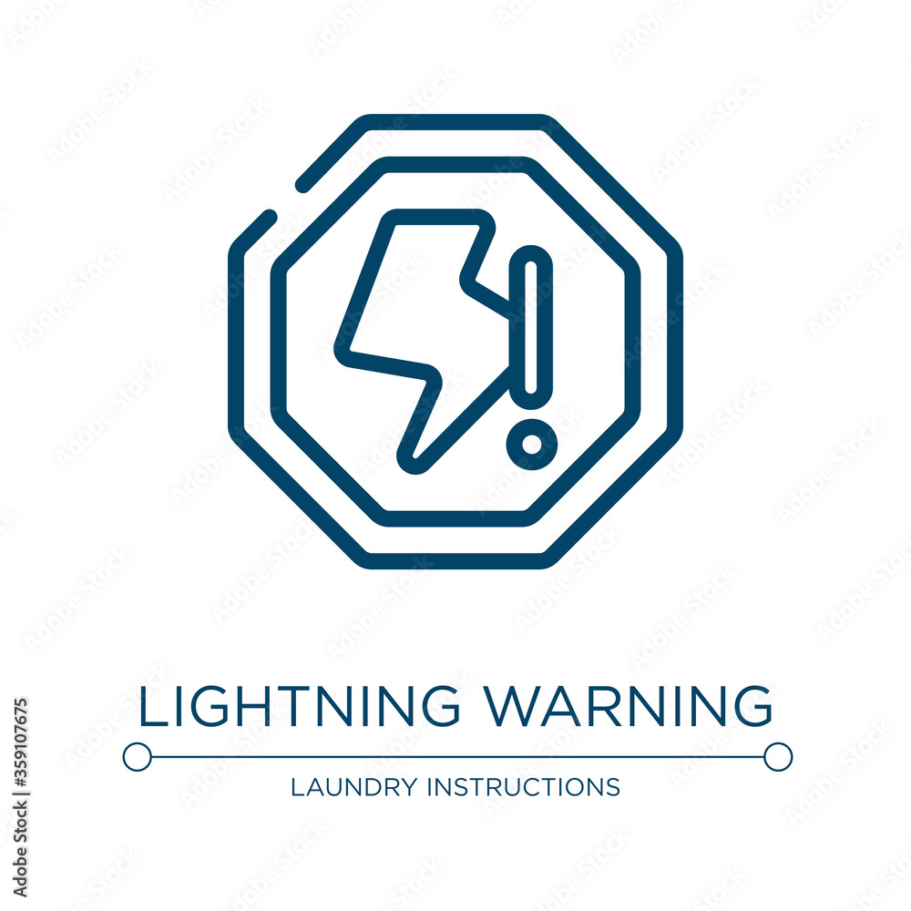 Poster lightning warning icon. linear vector illustration from universal warning signals collection. outlin