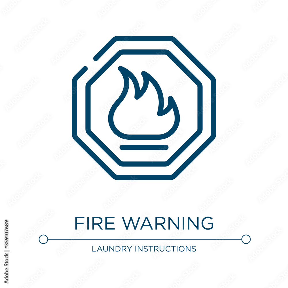 Poster fire warning icon. linear vector illustration from universal warning signals collection. outline fir