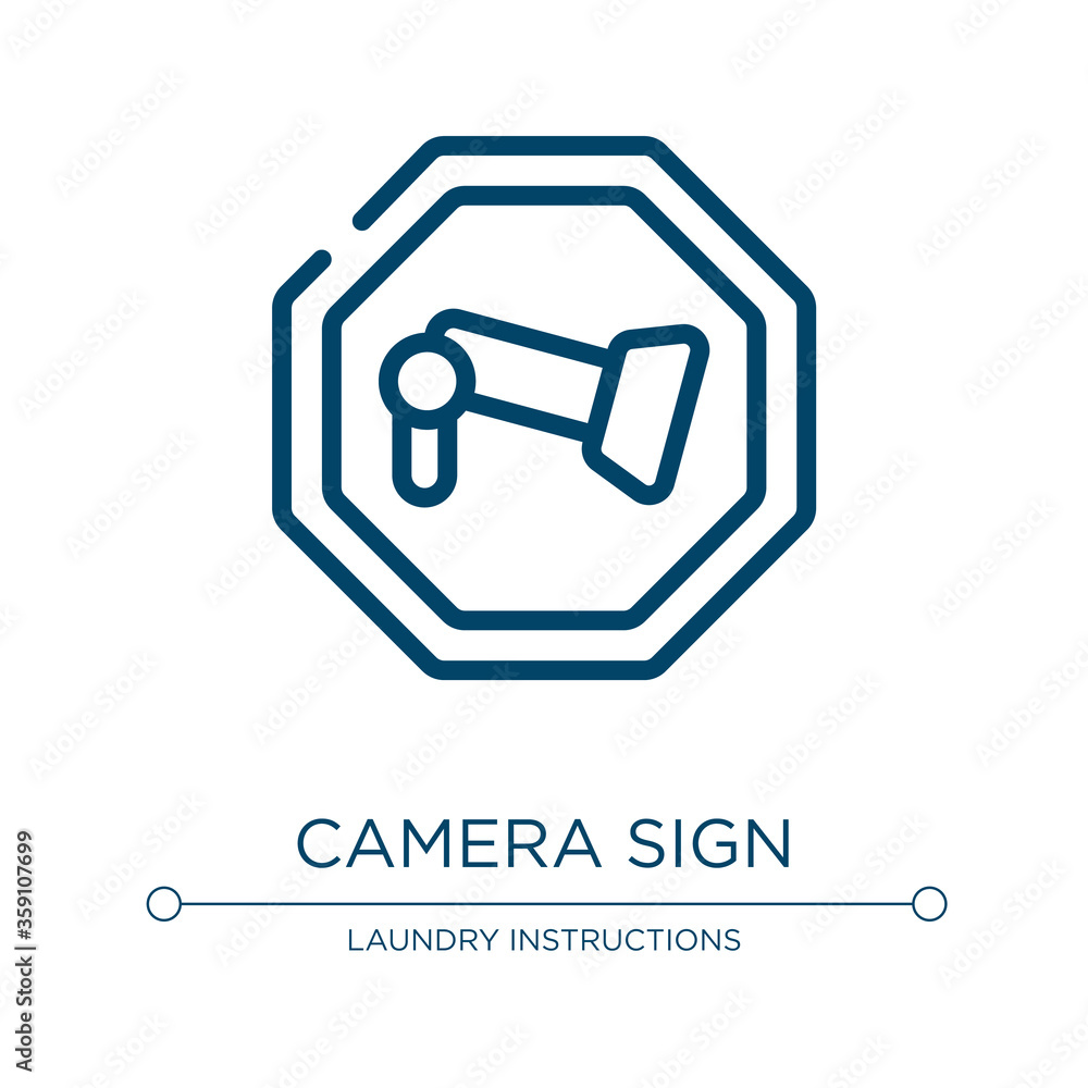 Poster camera sign icon. linear vector illustration from universal warning signals collection. outline came