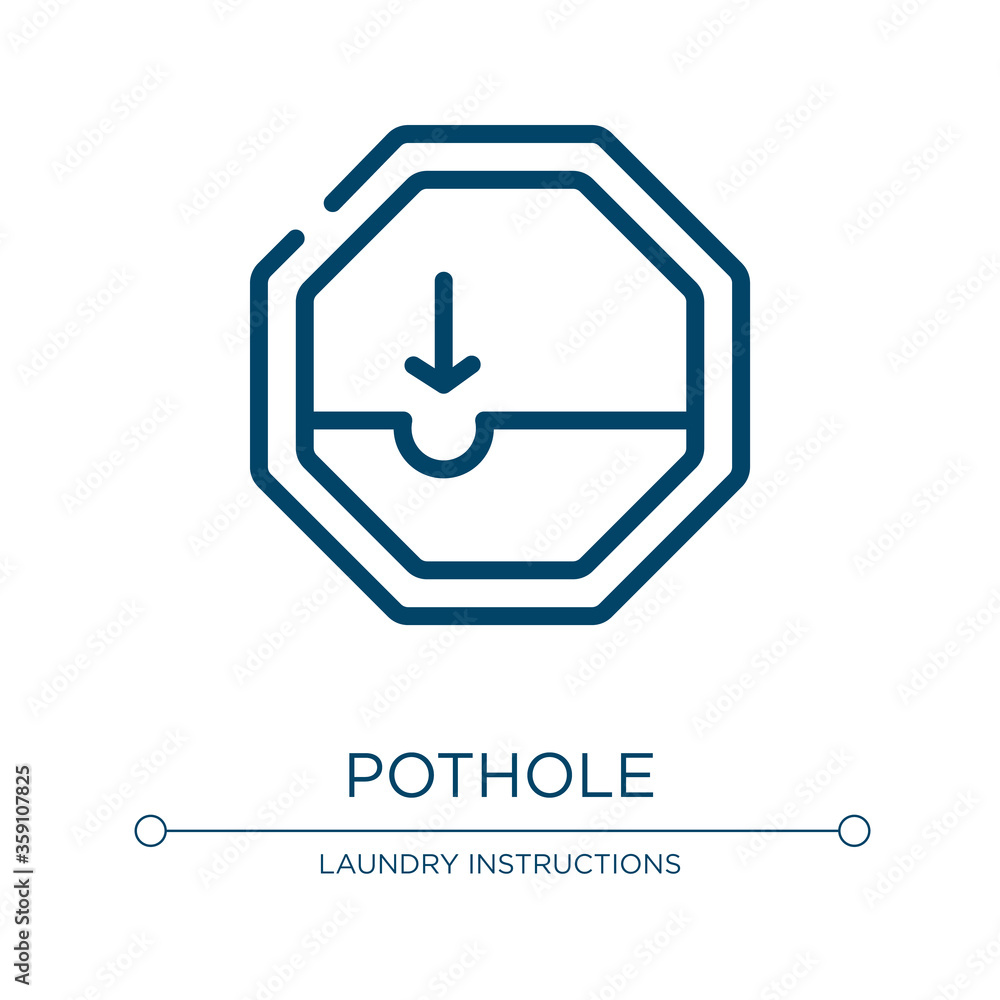 Poster pothole icon. linear vector illustration from traffic signs collection. outline pothole icon vector.