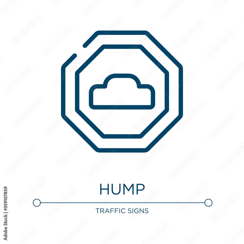 Poster hump icon. linear vector illustration from traffic signs collection. outline hump icon vector. thin 