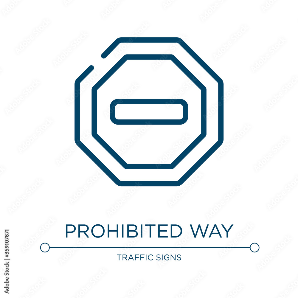 Poster prohibited way icon. linear vector illustration from traffic signs collection. outline prohibited wa