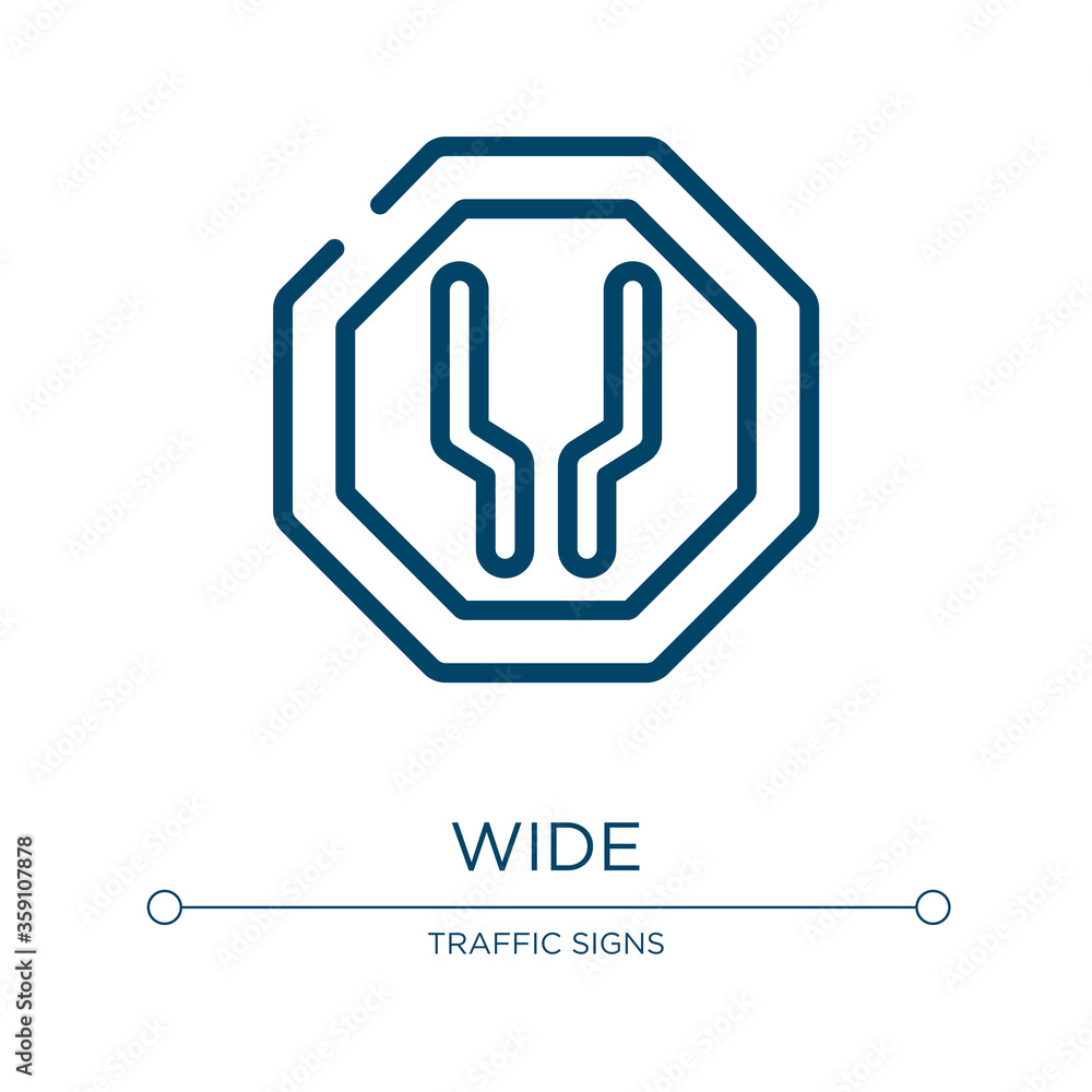 Poster wide icon. linear vector illustration from traffic signs collection. outline wide icon vector. thin 