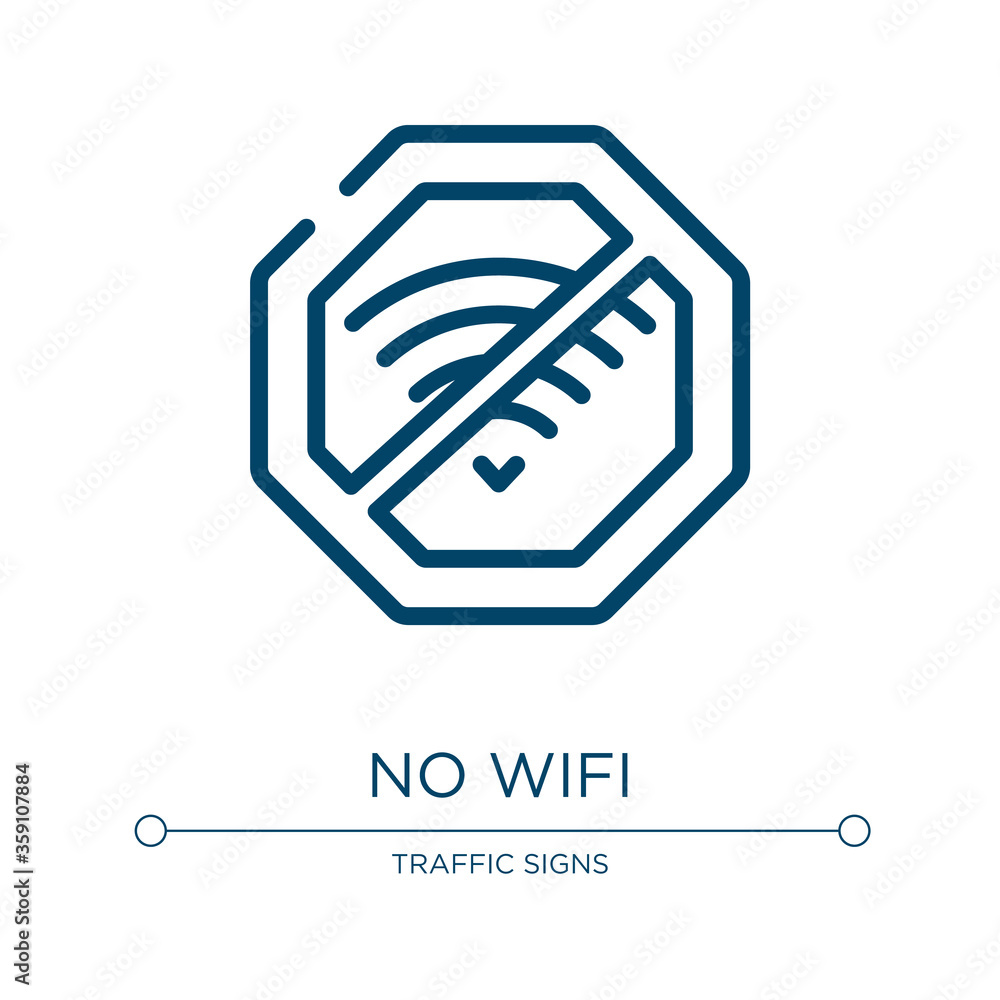 Poster no wifi icon. linear vector illustration from signal and prohibitions collection. outline no wifi ic