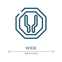 Wide icon. Linear vector illustration from traffic signs collection. Outline wide icon vector. Thin line symbol for use on web and mobile apps, logo, print media.