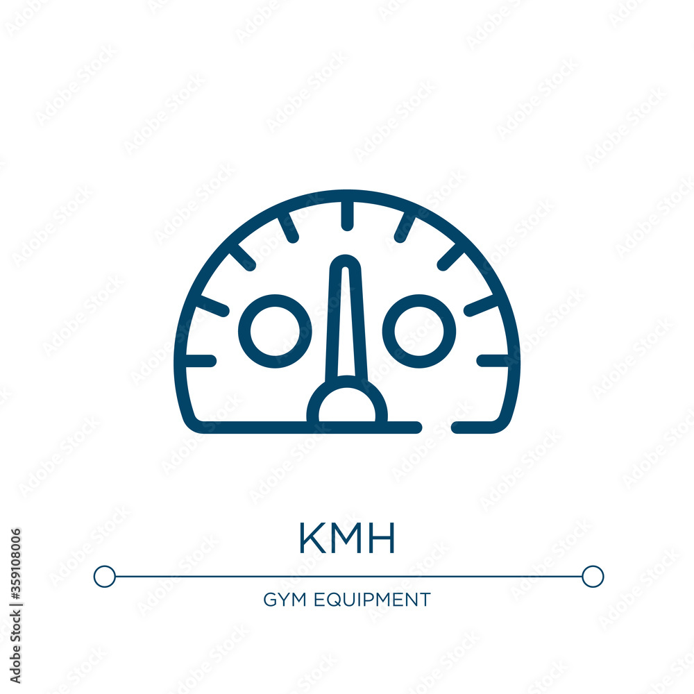 Poster kmh icon. linear vector illustration from racing collection. outline kmh icon vector. thin line symb