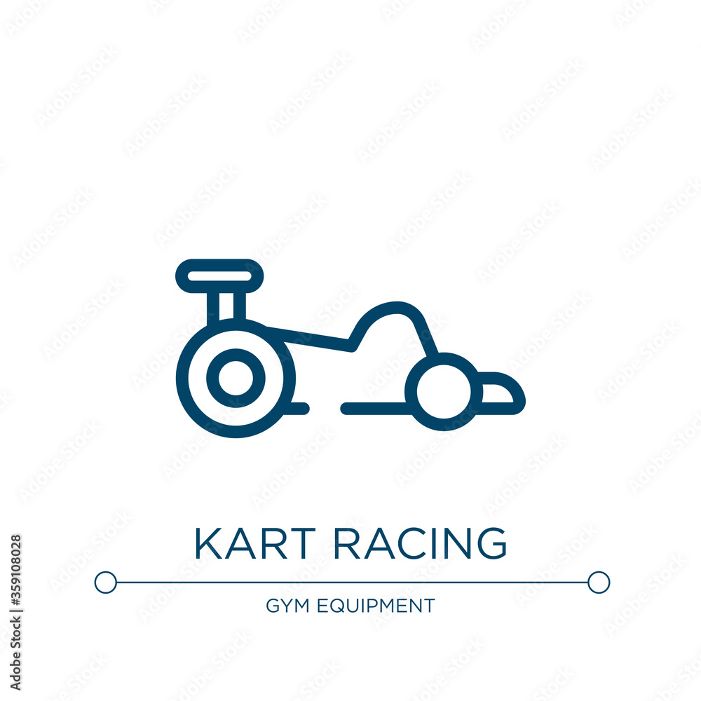 Poster kart racing icon. linear vector illustration from racing collection. outline kart racing icon vector