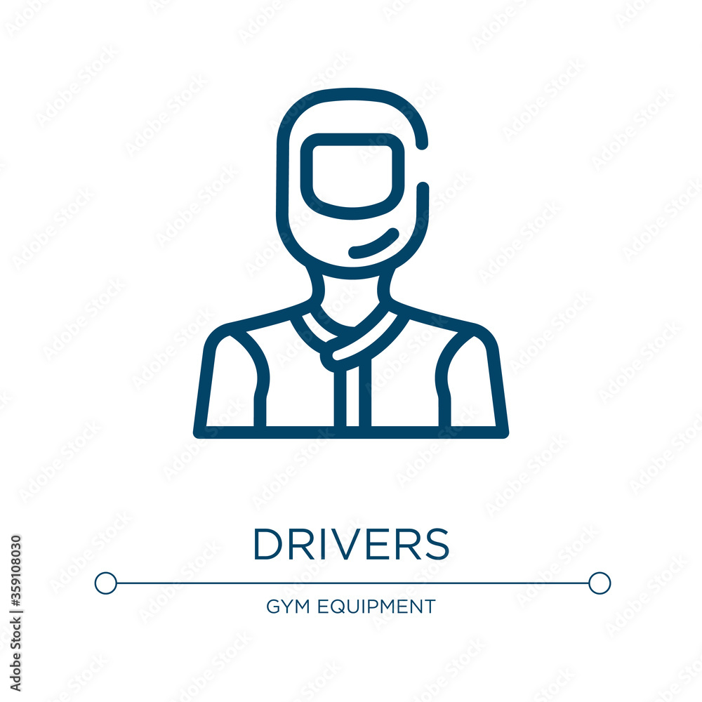 Poster drivers icon. linear vector illustration from racing collection. outline drivers icon vector. thin l