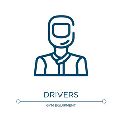 Drivers icon. Linear vector illustration from racing collection. Outline drivers icon vector. Thin line symbol for use on web and mobile apps, logo, print media.