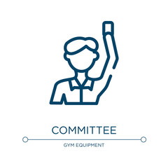 Committee icon. Linear vector illustration from thai boxing collection. Outline committee icon vector. Thin line symbol for use on web and mobile apps, logo, print media.