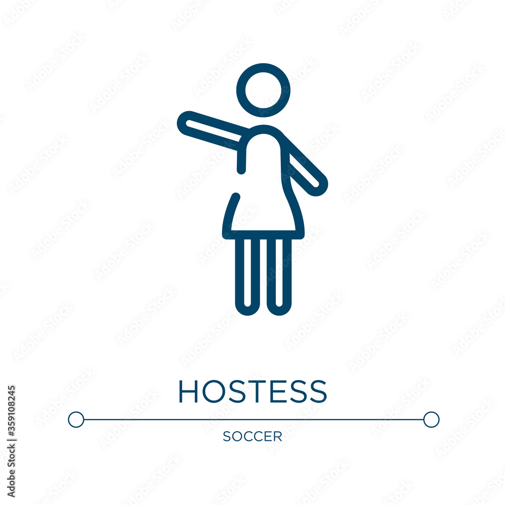 Poster hostess icon. linear vector illustration from motor sports collection. outline hostess icon vector. 