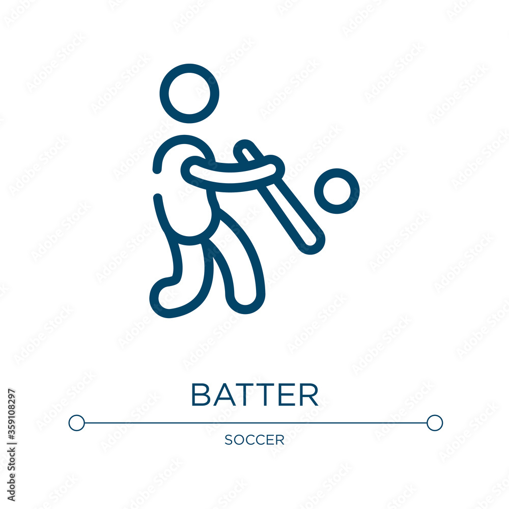 Poster batter icon. linear vector illustration from baseball collection. outline batter icon vector. thin l