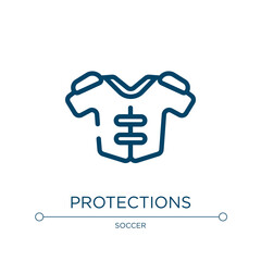 Protections icon. Linear vector illustration from american football collection. Outline protections icon vector. Thin line symbol for use on web and mobile apps, logo, print media.