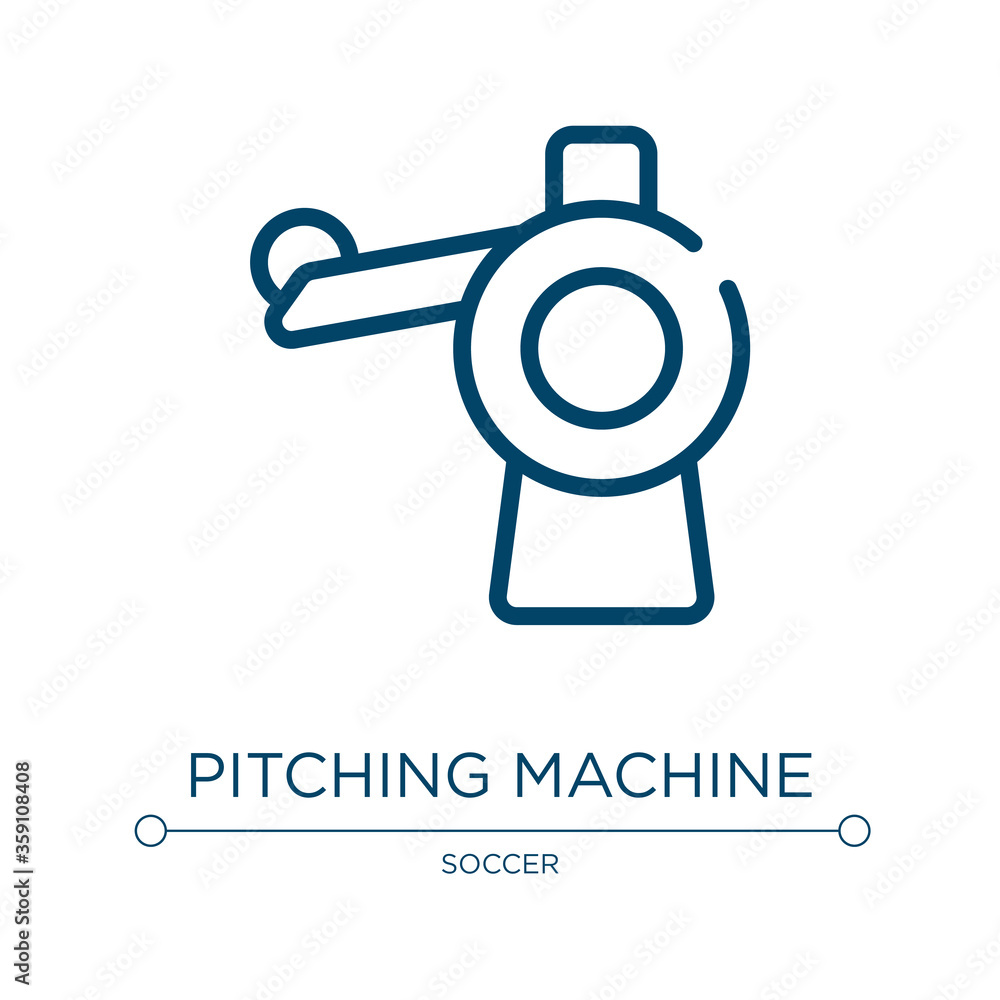 Poster pitching machine icon. linear vector illustration from baseball collection. outline pitching machine