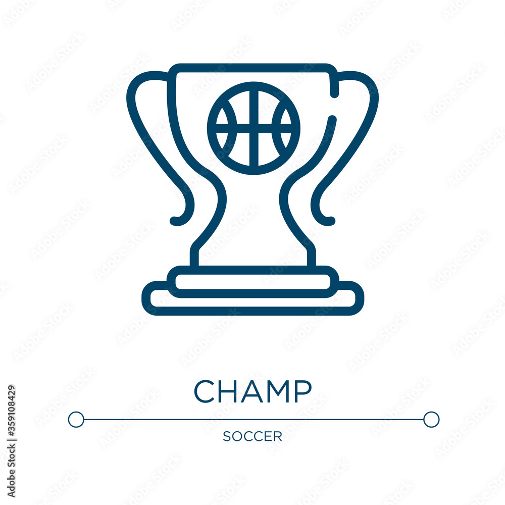 Poster champ icon. linear vector illustration from basketball collection. outline champ icon vector. thin l