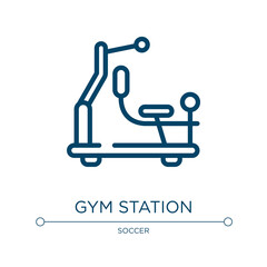 Gym station icon. Linear vector illustration from gym collection. Outline gym station icon vector. Thin line symbol for use on web and mobile apps, logo, print media.