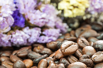 Roasted coffee beans heap
