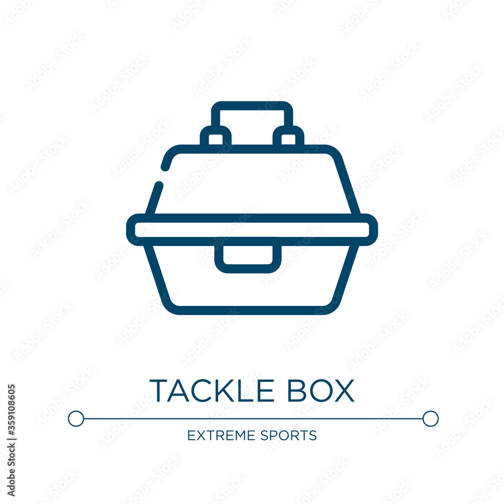 Poster tackle box icon. linear vector illustration from fisherman collection. outline tackle box icon vecto