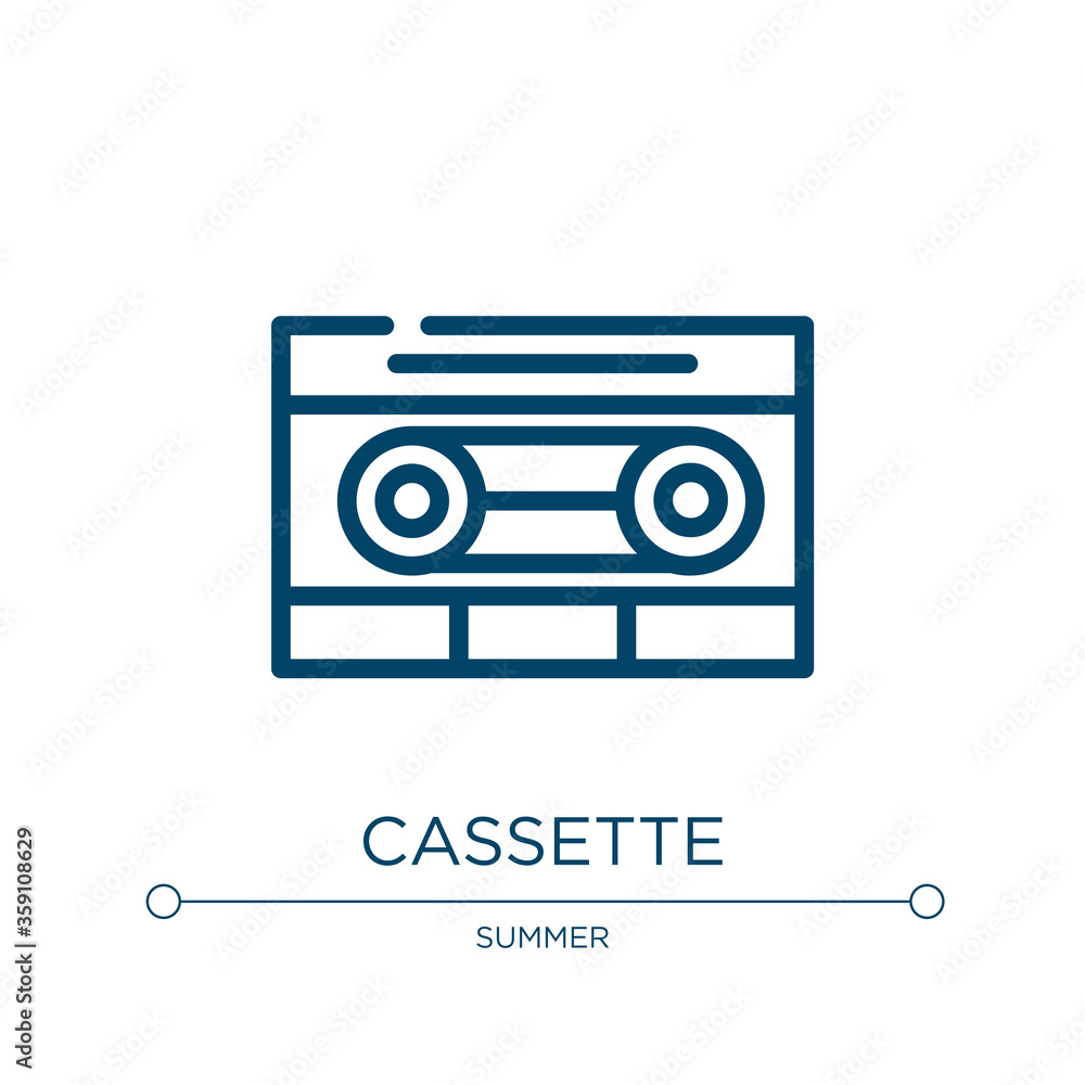 Poster cassette icon. linear vector illustration from summer collection. outline cassette icon vector. thin
