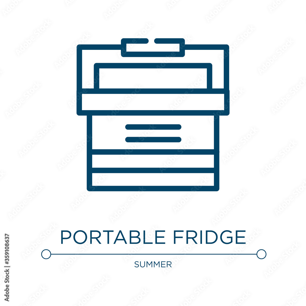 Poster portable fridge icon. linear vector illustration from summer collection. outline portable fridge ico