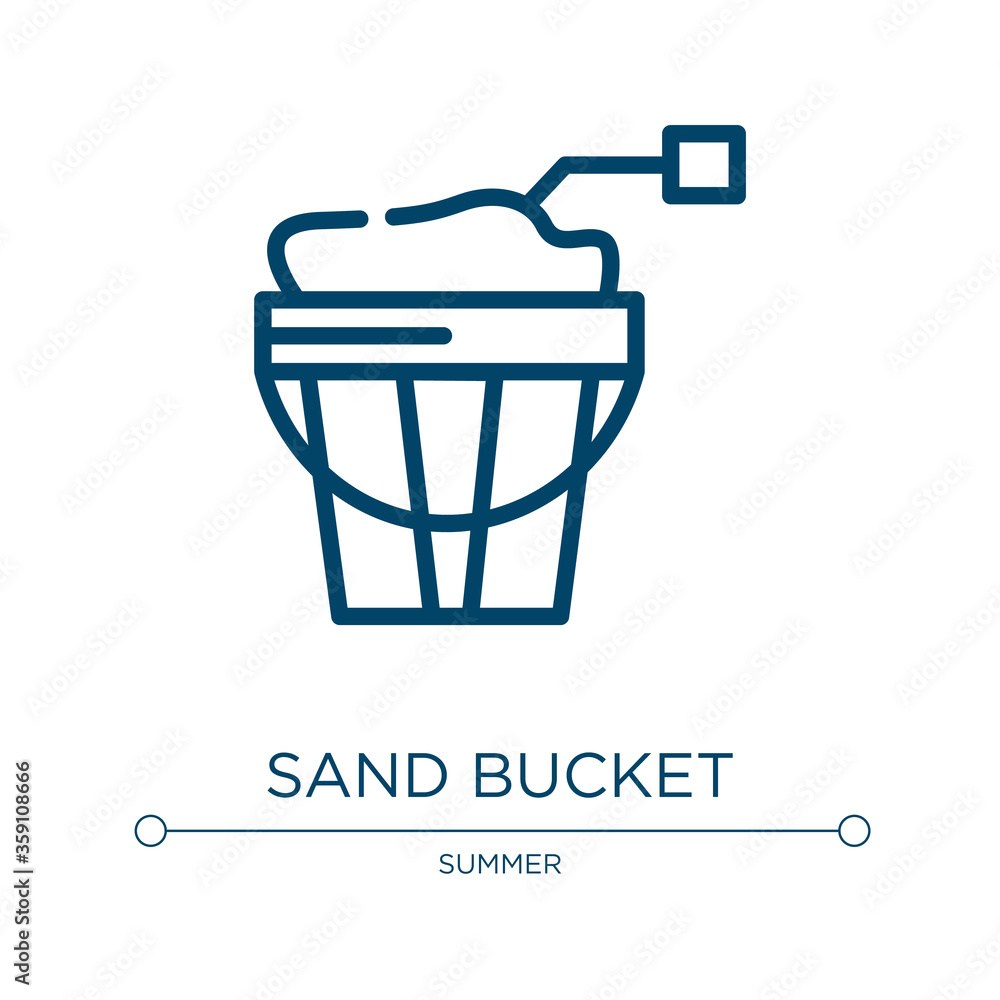 Poster Sand bucket icon. Linear vector illustration from summer collection. Outline sand bucket icon vector. Thin line symbol for use on web and mobile apps, logo, print media.