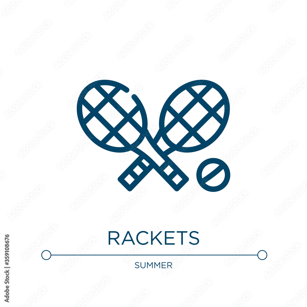 Poster rackets icon. linear vector illustration from summer collection. outline rackets icon vector. thin l