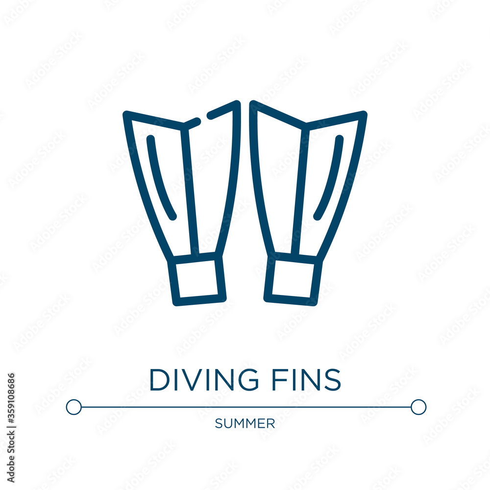 Poster diving fins icon. linear vector illustration from summer collection. outline diving fins icon vector