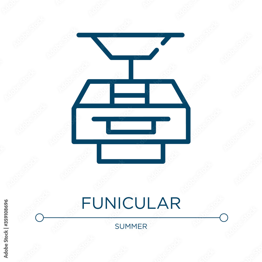 Poster funicular icon. linear vector illustration from summer collection. outline funicular icon vector. th