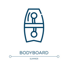 Bodyboard icon. Linear vector illustration from summer collection. Outline bodyboard icon vector. Thin line symbol for use on web and mobile apps, logo, print media.