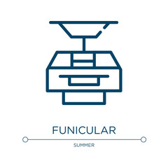 Funicular icon. Linear vector illustration from summer collection. Outline funicular icon vector. Thin line symbol for use on web and mobile apps, logo, print media.
