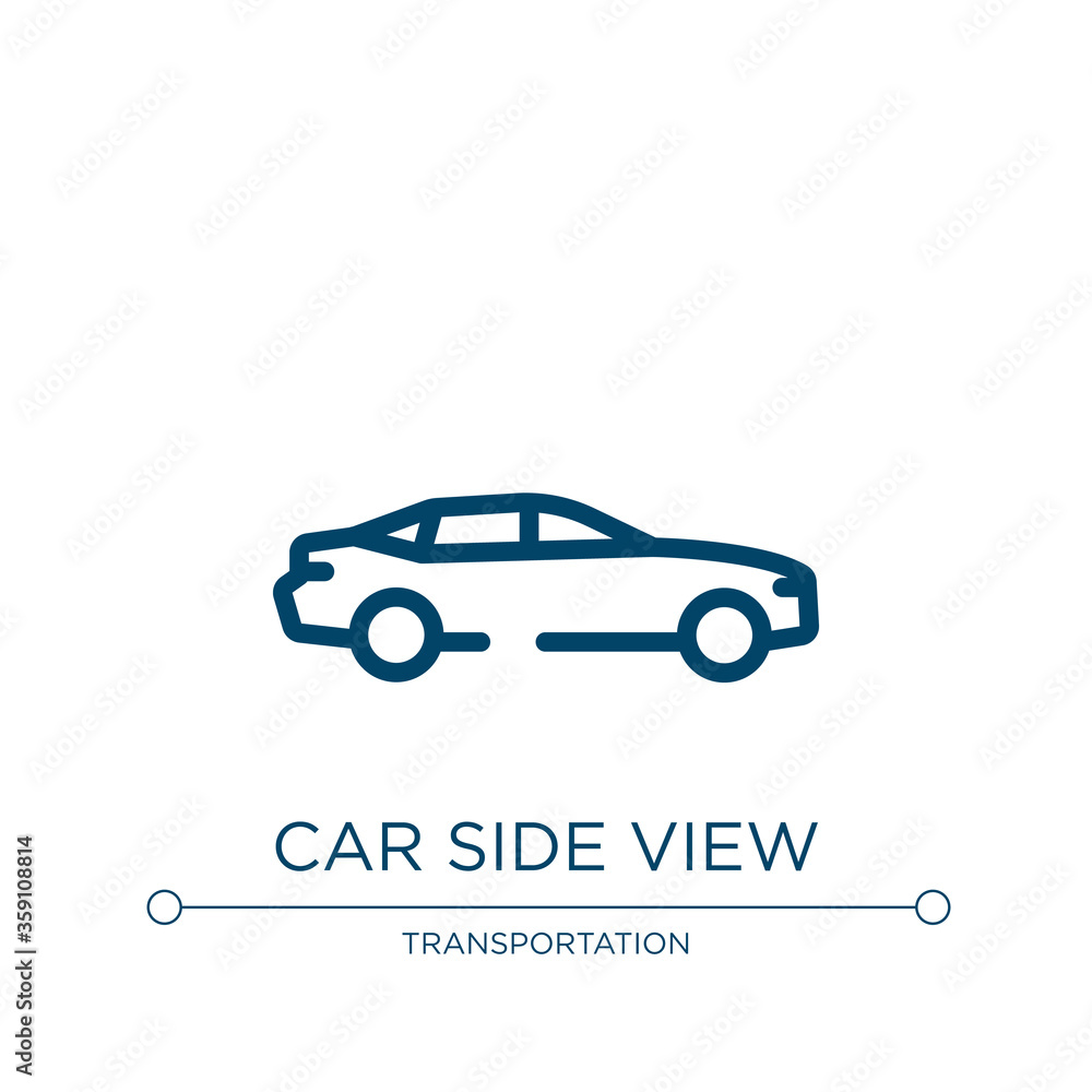 Poster car side view icon. linear vector illustration from transporters collection. outline car side view i