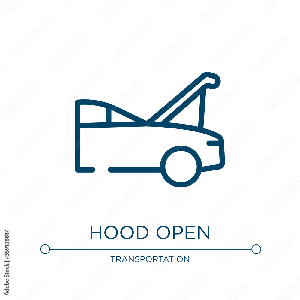 Poster hood open icon. linear vector illustration from car engine collection. outline hood open icon vector