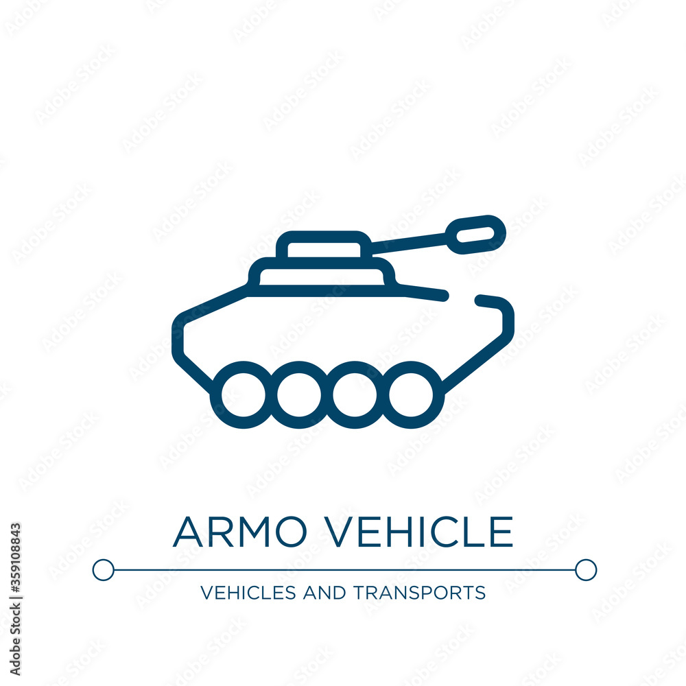 Poster armored vehicle icon. linear vector illustration from transport collection. outline armored vehicle 