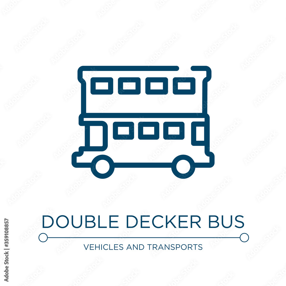 Poster double decker bus icon. linear vector illustration from public transportation collection. outline do
