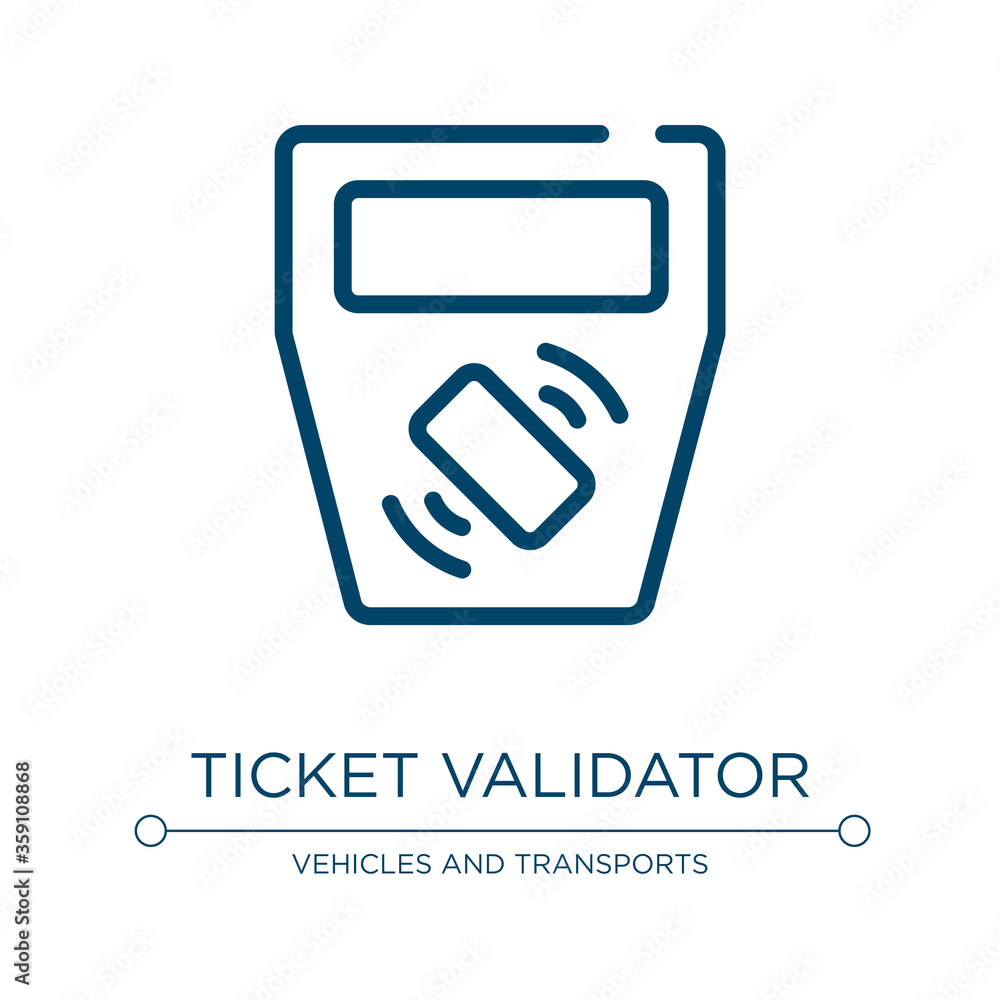 Poster ticket validator icon. linear vector illustration from public transportation collection. outline tic