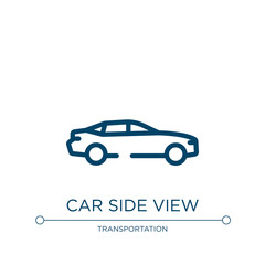 Car side view icon. Linear vector illustration from transporters collection. Outline car side view icon vector. Thin line symbol for use on web and mobile apps, logo, print media.