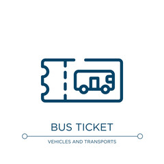 Bus ticket icon. Linear vector illustration from public transportation collection. Outline bus ticket icon vector. Thin line symbol for use on web and mobile apps, logo, print media.