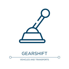 Gearshift icon. Linear vector illustration from car repair collection. Outline gearshift icon vector. Thin line symbol for use on web and mobile apps, logo, print media.