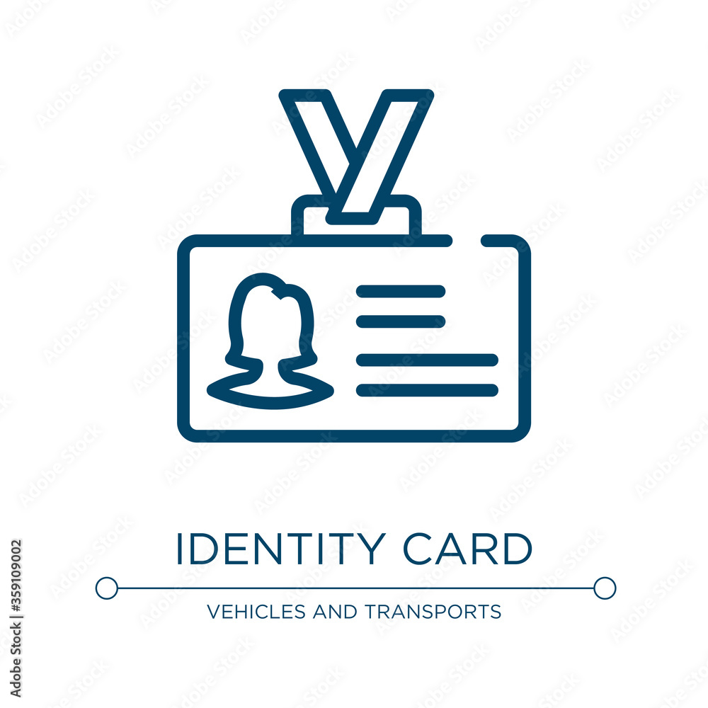Poster identity card icon. linear vector illustration from airport collection. outline identity card icon v