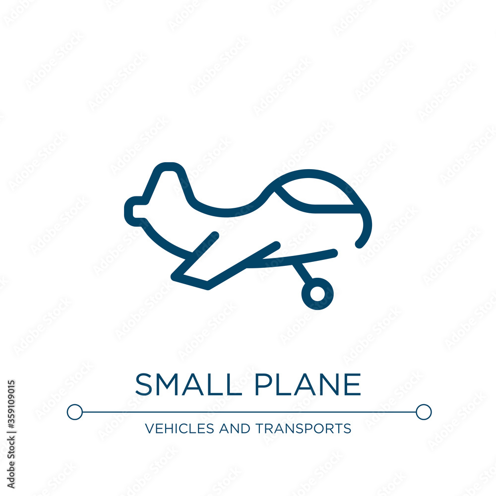Poster small plane icon. linear vector illustration from vehicles and transports collection. outline small 